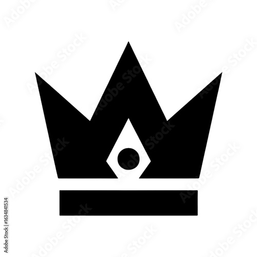 Black Crown Icon Simple Geometric Design Royal Symbol Elegant Minimalist Vector Graphic for Branding and Royalty