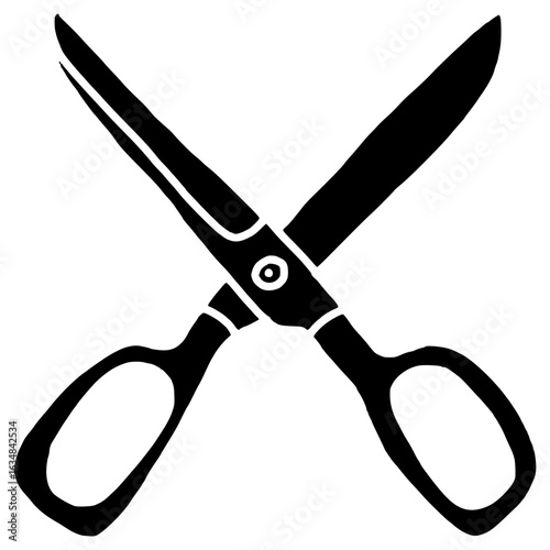 new open scissors hand drawn glyph illustration