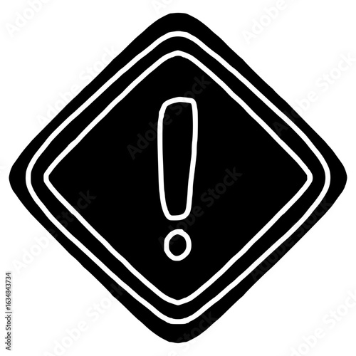 exclamation danger sign hand drawn glyph illustration