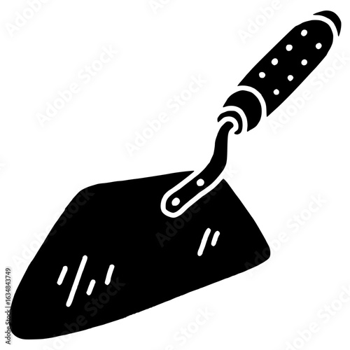 masonry trowel hand drawn glyph illustration