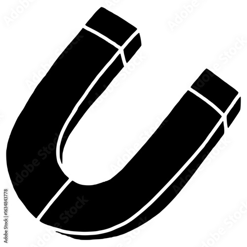 u-shaped horseshoe magnet hand drawn glyph illustration