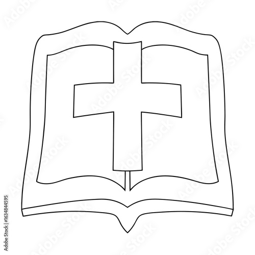 Open book with cross symbol religious symbol holy book