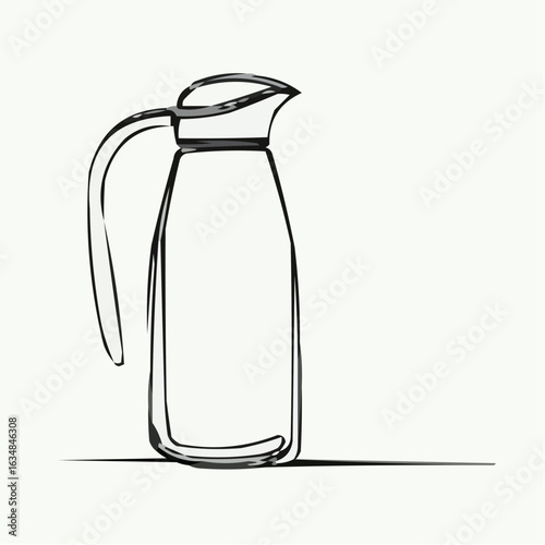 Glass thermos pitcher with a lid in minimalist outline style  