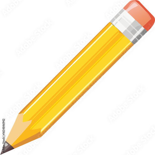 Vector illustration of a classic yellow pencil with eraser