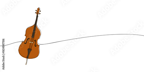 Single line drawing of a cello. Colored continuous line double bass icon. Vector illustration.