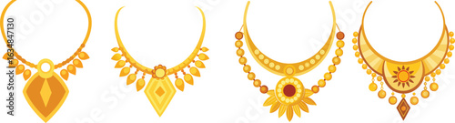 gold necklace silhouette icon and sample bundle