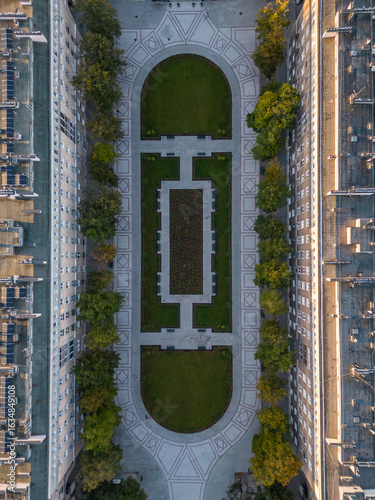 Wallpaper Mural Krakow, Poland, aerial view of Aleja Róż (Rose Alley) part of center of historical Nowa Huta district build during communist rule as an ideal socialist city Torontodigital.ca