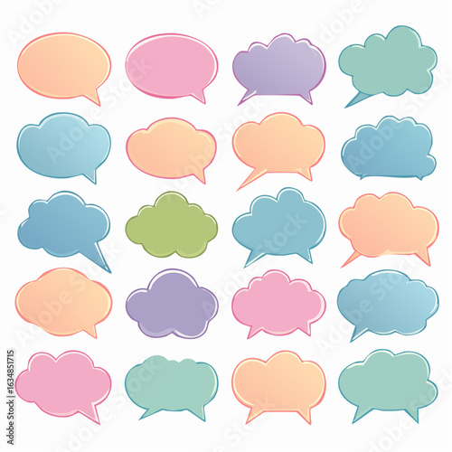 Buntes Sprechblasen-Set – farbenfrohe Comic-Sprechblasen und Gedankenblasen als Vektorgrafik
