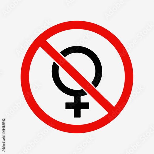 Prohibition Symbol for Feminine Gender Sign in Bold Design for Social Issues, Awareness Campaigns, Gender Equality Blogs, and Educational Materials  