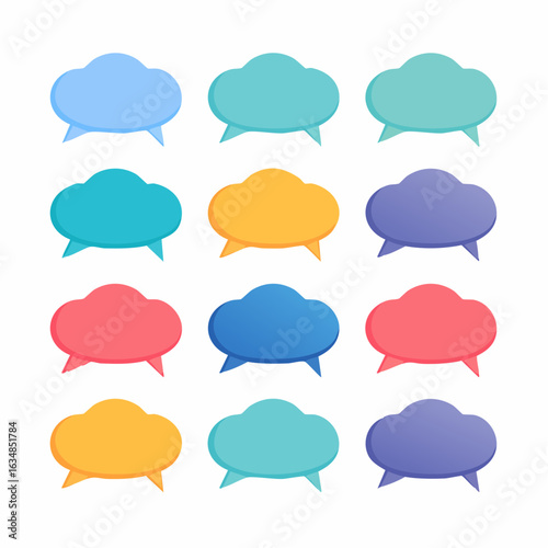 Buntes Sprechblasen-Set – farbenfrohe Comic-Sprechblasen und Gedankenblasen als Vektorgrafik