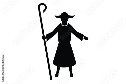 shepherd s staff vector icon silhouette illustrati