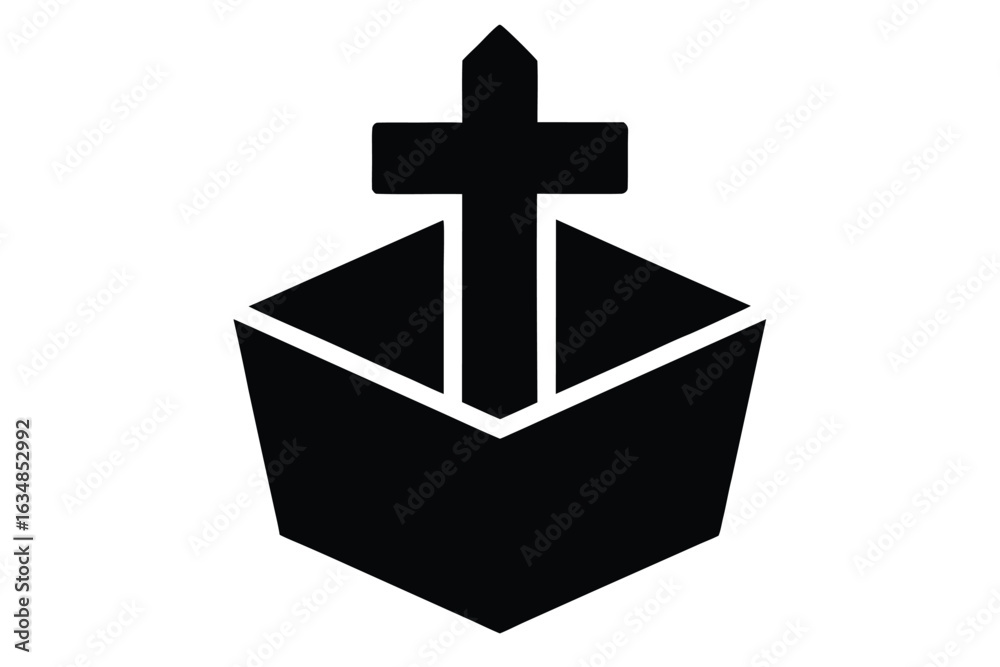 Obraz premium cross in box vector icon illustration silhouette