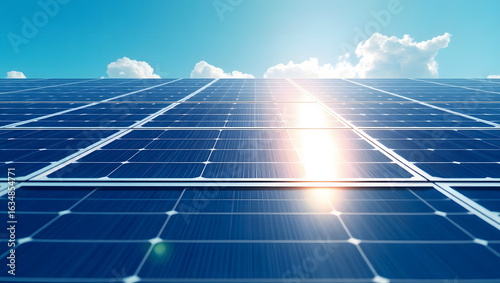Solar Panels on a Sunny Day – Clean Renewable Energy and Sustainable Power Source