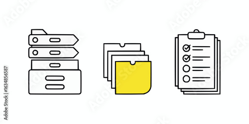 Organized Office Essentials File Cabinet Documents Checklist Vector Illustration Business Productivity and Planning