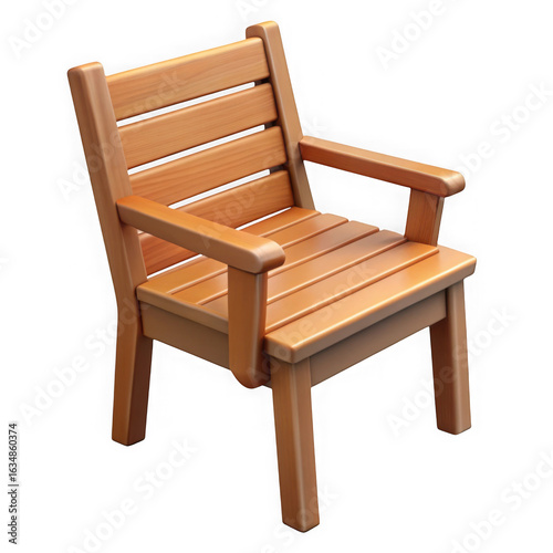 3D rendered wooden garden chair on black background isolated on a transparent background