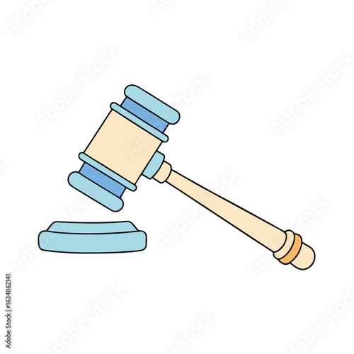 Illustration of a Judge Hammer and Sounding Block Ready for Legal Proceedings
