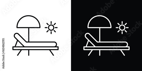 Sun bed icon. Editable strokes icons for your design