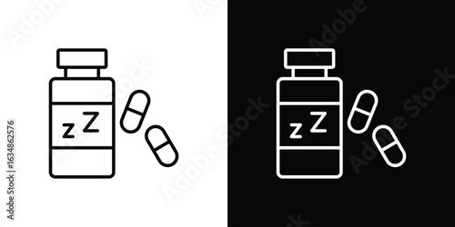 Sleeping pills icon. Editable strokes icons for your design