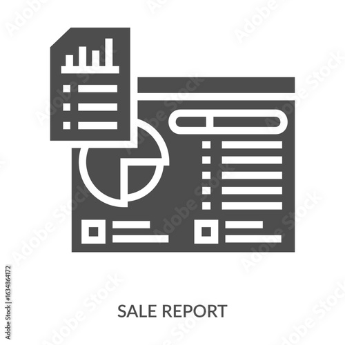 Sale Report Icon Line Style. Design Vector Illustration
