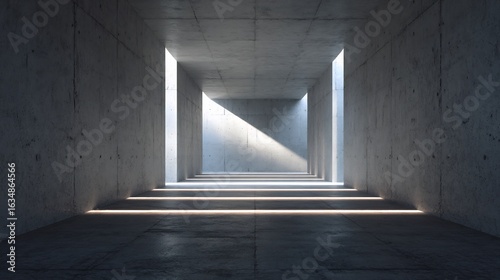 Fototapeta Naklejka Na Ścianę i Meble -  Illuminating path: A captivating play of light and shadow in a concrete architecture space