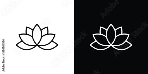 Lotus icon. Editable strokes icons for your design