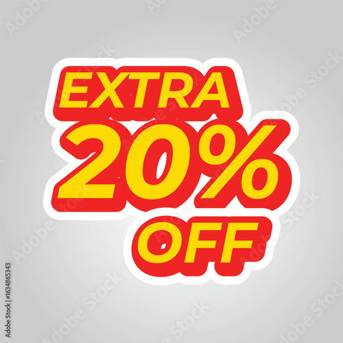 Extra 20% Off Text badge isolated from background