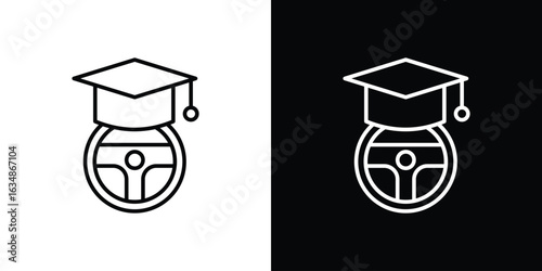 Driving school icon. Editable strokes icons for your design