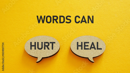 фотографія Words can hurt, Words can heal - Inspirational and motivational quote is shown u