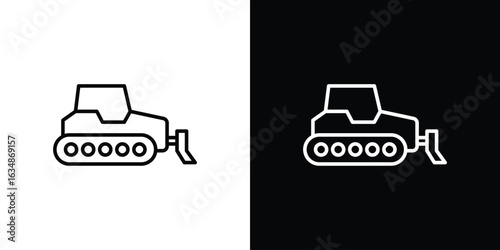 Bulldozer icon. Editable strokes icons for your design