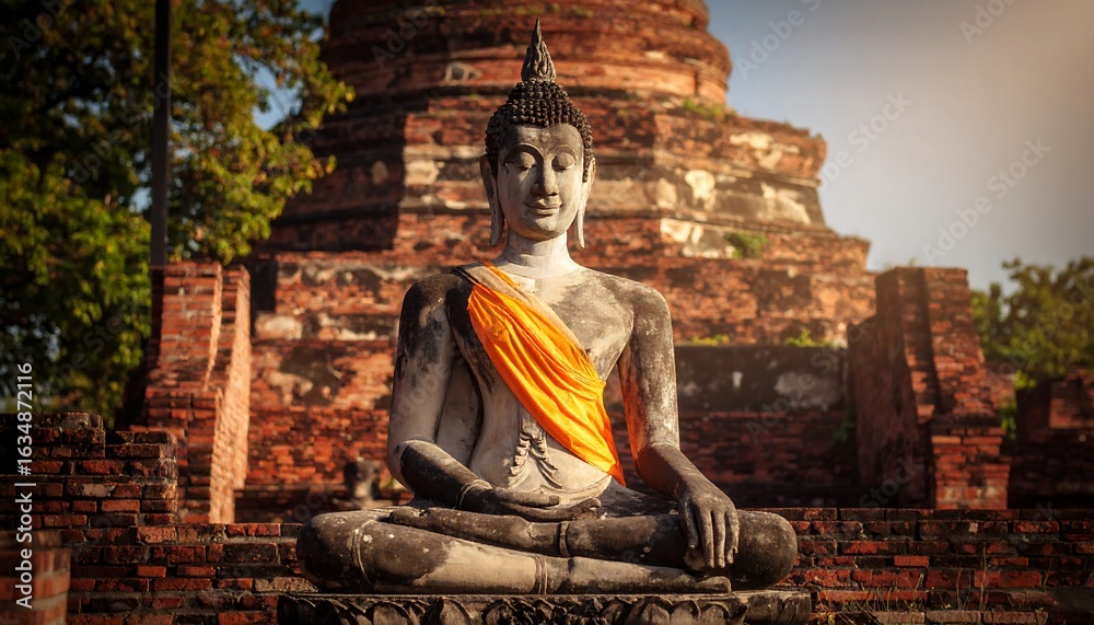 Fototapeta premium Ancient Buddha statue in ruins