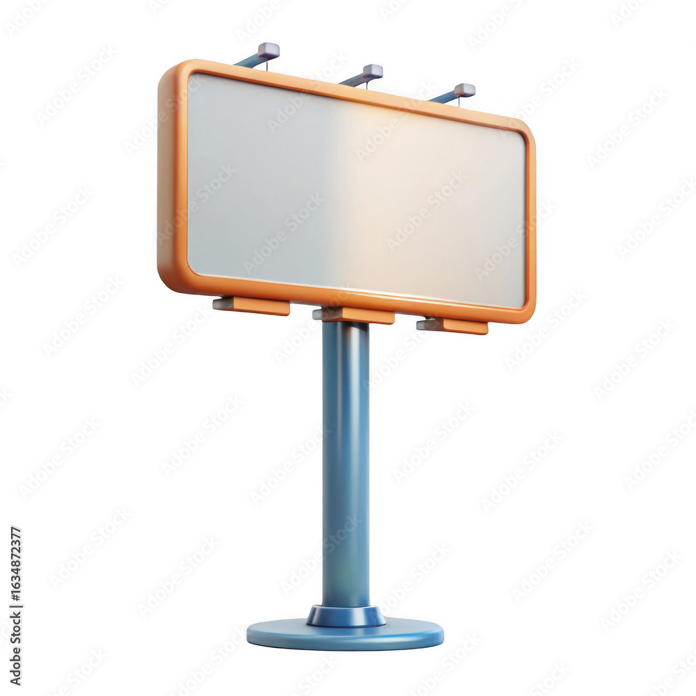 Fototapeta premium 3d billboard mockup with orange frame isolated on transparent background