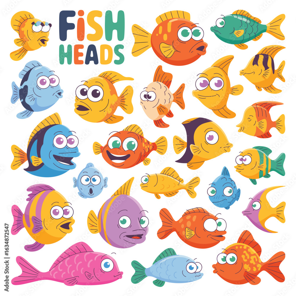 Fototapeta premium Seamless pattern with funny cartoon sea animals illustration, vector