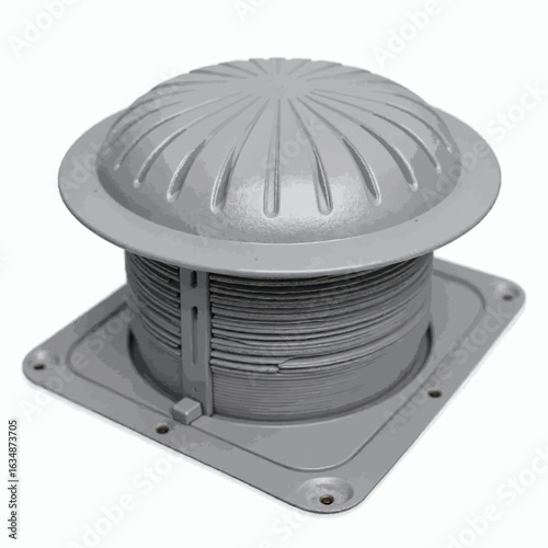 Gray vent cap showcasing industrial design and functional aesthetics, utility