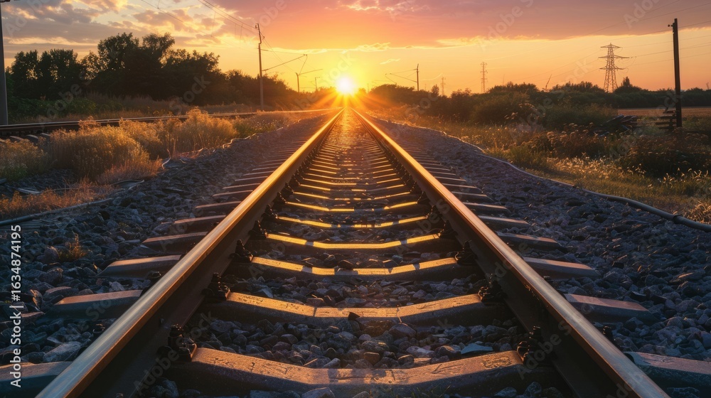 Fototapeta premium railway in the sunset