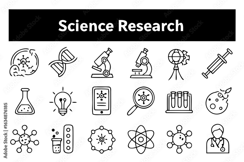 Fototapeta premium Research and science icons vector illustration 