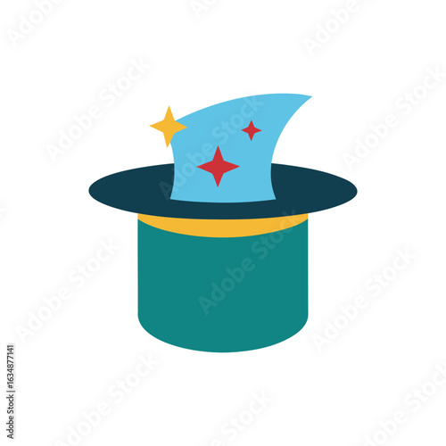 A colorful magic hat vector illustration