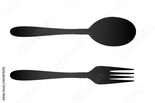 halftone spoon fork