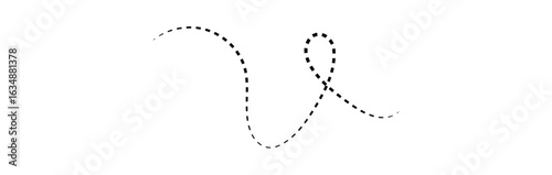 dotted lines path isolated on white background. Path travel dotted line trip dashed trace destination 