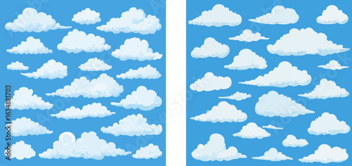 Cartoon Clouds Collection on Blue Sky 1.