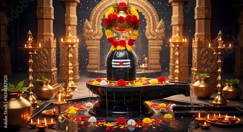 Shiva lingam puja hindu god shiva worship mahashivratri festival hinduism devotion india temple
