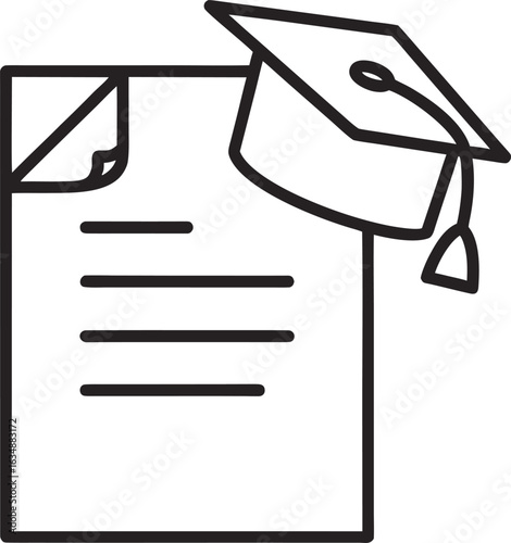 Document Upload with Graduation Cap Icon – Educational File Transfer Symbol