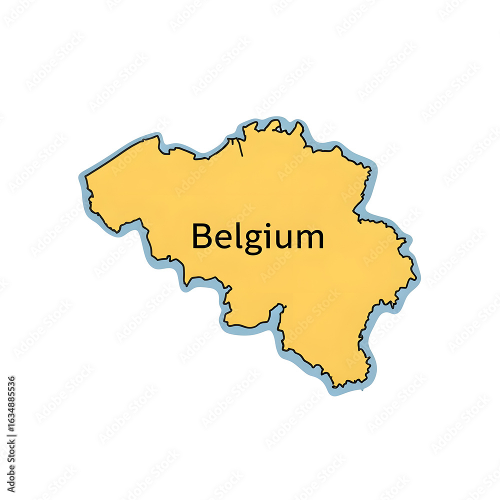 Obraz premium Map Illustration of Belgium with Yellow Highlight and Black Text