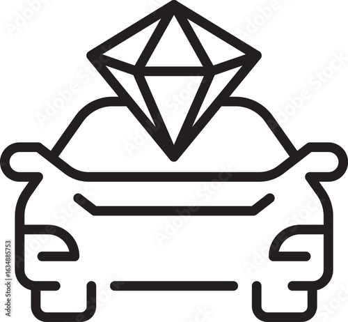 Flat Gradient Vector Icon of Car with Gemstone for Luxury Vehicle or Premium Service Design
