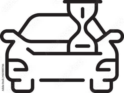 Flat Gradient Vector Icon of Car with Hourglass for Time-Based Rental or Subscription Model Design