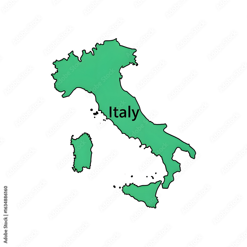 Obraz premium Map of Italy with Green Gradient and Label