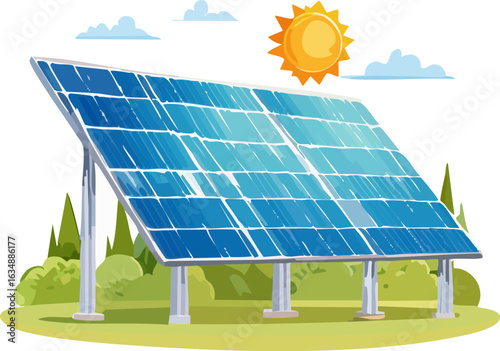 Clean Energy Solar Panel System Illustration.