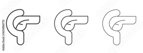 pancreas icon in line art doodle style. Editable stroke outline sign, eps 10