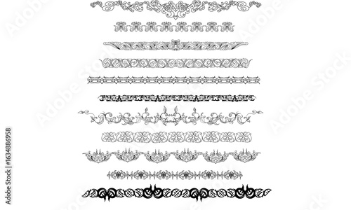 Decorative Border and Divider Collection, Hand-Drawn Flourish Line Art Set, Ornamental Vintage Design Elements, Geometric and Abstract Pattern Dividers