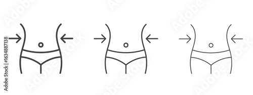 Weight loss icon in line art doodle style. Editable stroke outline sign, eps 10