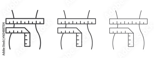 Weight loss icon in line art doodle style. Editable stroke outline sign, eps 10
